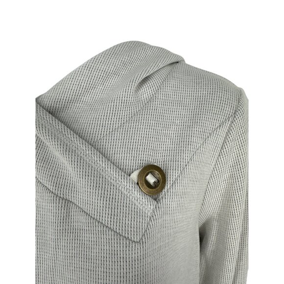 Neon Buddha Womens Hooded Waffle Knit Tunic Top With Button Accent & Pockets M - Picture 4 of 7